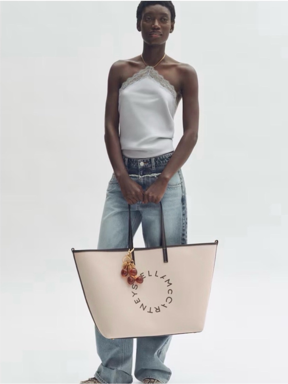 Stella McCartney beige canvas Logo Tote Bag